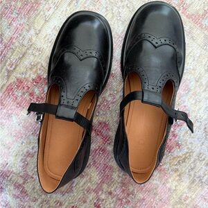 Classic Black Leather  Mary Jane Shoes